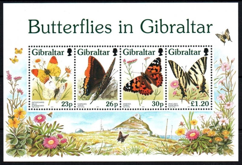 t12,  Gibraltar Scott 731 MNH S/S stamps butterflies