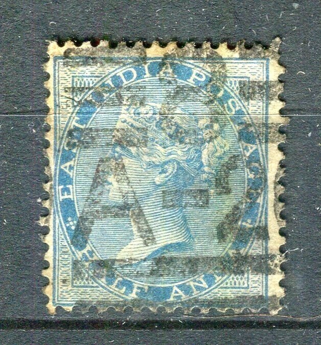 INDIA; 1860s-70s classic QV issue fine used 1/2a. value + POSTMARK 8, A-20
