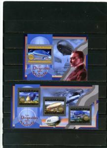 GUINEA 2012 AVIATION/ZEPPELINS SHEET OF 3 STAMPS & S/S MNH