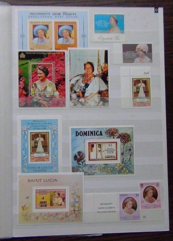 1980 Queen Mother sets Ascension Bangladesh Tristan Cayman Tuvalu St Kitts MNH  