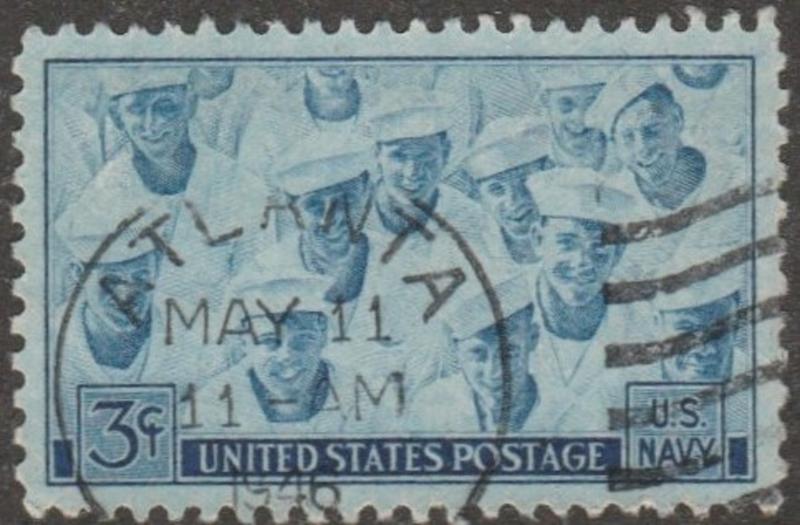 USA stamp, Scott#935, USED, Navy, saliors, long stamp, sky blue, #MAO49