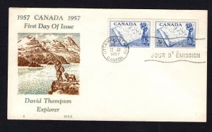 Canada #370 pair (1957 Thompson issue) unaddressed H&E cachet  FDC