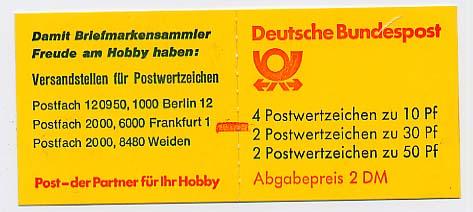 Germany Bund Scott # 1231b, mint nh, stamp booklet Michel # 22 I s mZ