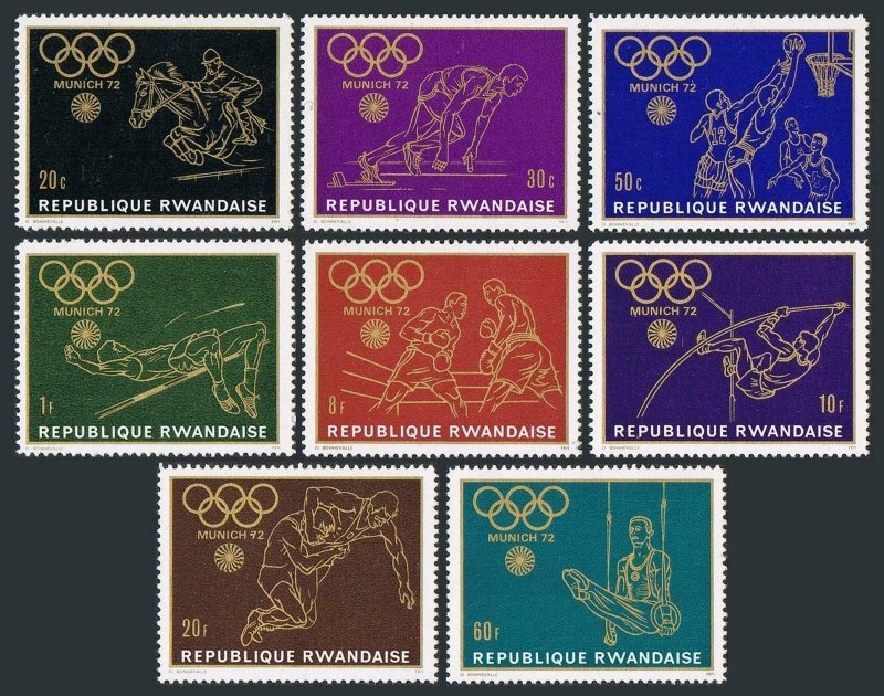 Rwanda 414-421,MNH.Michel 455-462. Olympics Munich-1972:Runner,Basketball,Boxing