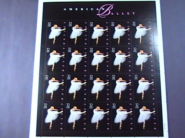 U.S.# 3237-MINT/NEVER HINGED--PANE OF 20---AMERICAN BALLET---1998