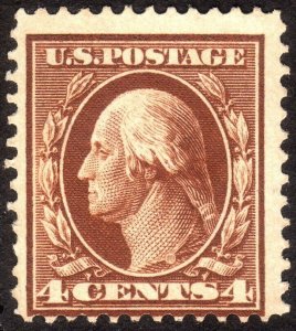 1911, US 4c, Washington, MNG, Sc 377