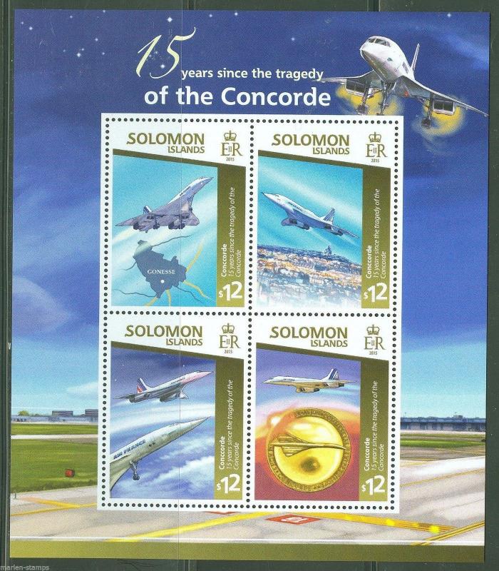 SOLOMON ISLANDS 2015 15th  ANNIVERSARY OF THE CONCORDE TRAGEDY SHEET  MINT NH