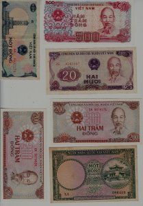 VietNam 6 banknotes/ vf to unc