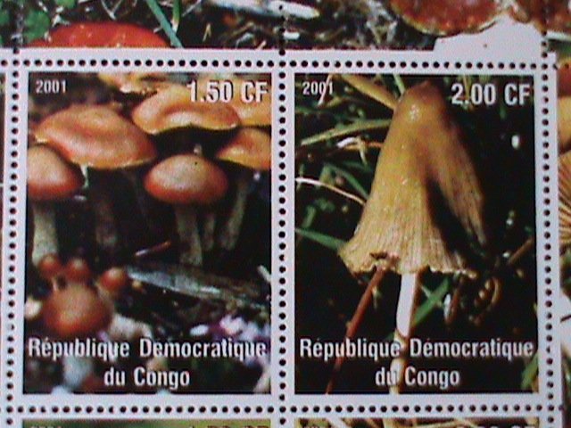 CONGO-COLORFUL BEAUTIFUL LOVELY MUSHROOMS-MNH SHEET-VF-LAST ONE HARD TO FIND