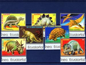 Equatorial Guinea 1978 Dinosaurs-Prehistoric Animals Set (7) Perforated MNH