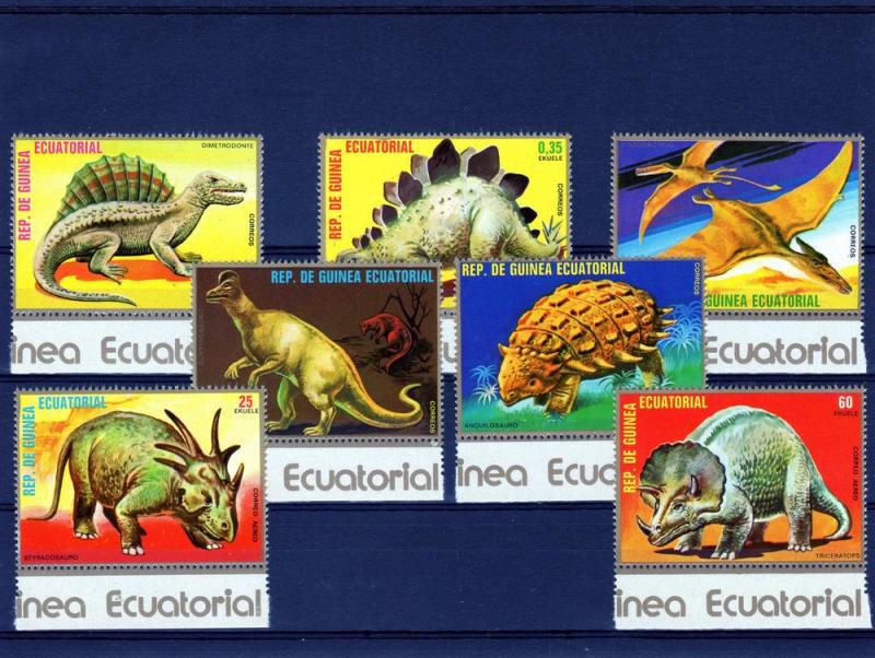 Equatorial Guinea 1978 Dinosaurs-P.Animals Set(7) Perforated MNH