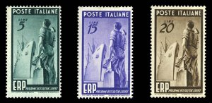 Italy #515-517 Cat$38.50, 1949 European Recovery Plan, set of three, lightly ...