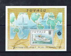 Tuvalu: 1988   Delivery of MV Nivaga III  Inter-Island Ship. M/Sheet, MNH