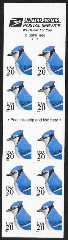 US 3048a MNH Booklet Pane - Bluebird