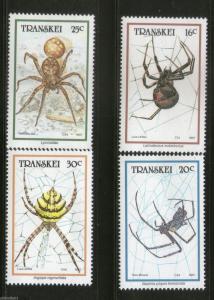 Transkei 1987 Spiders Insect Wildlife Animals Fauna Sc 191-94 MNH # 2973