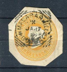 INDIA; 1880s classic QV 4a. 6p. fine POSTMARK Stationary Piece, Malabar