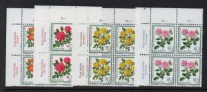 Switzerland Sc B451-54 1977 Roses Pro Juventute stamp set mint NH Blocks of 4