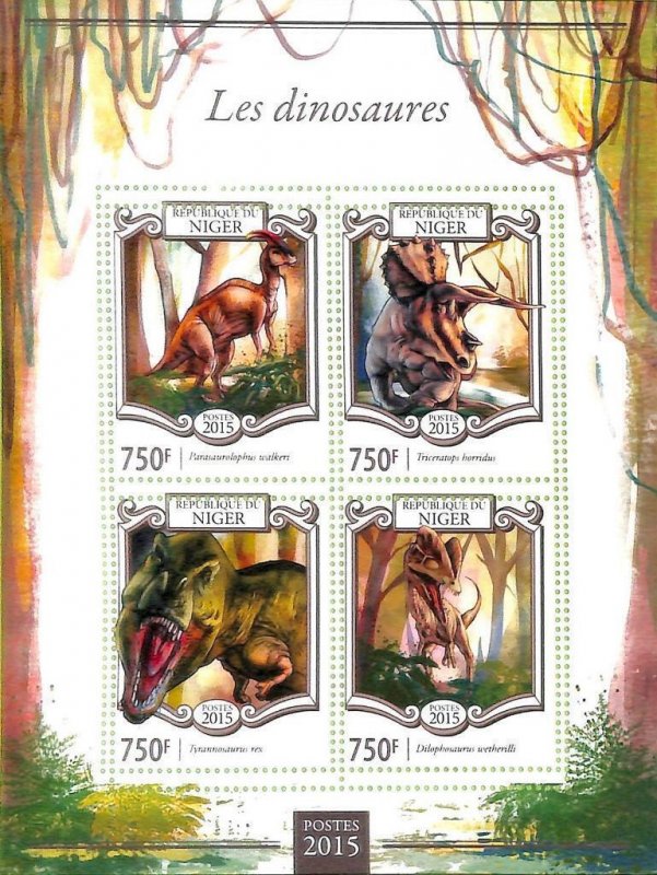 A8353 - NIGER - ERROR MISPERF Stamp Sheet -2015  DINOSAURS Prehistorics