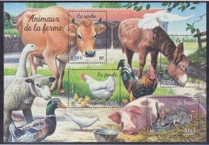 France 3021a MNH (3018-21) 2004 Farm Animals Souvenir Sheet of 4