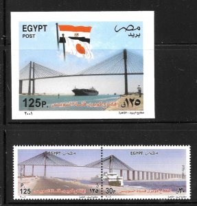 Egypt 2001 Opening of Suez Canal Bridge Stamp & S/S Sc 1805-1806 MNH C15