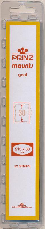 Prinz Scott Stamp Mount 30/215 mm - BLACK - Pack of 22 (30x215 30mm)  STRIP  925