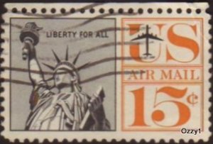 USA 1961 Sc#C63 15c Statue of Liberty Airmail USED.