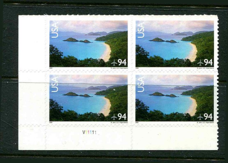 94¢ Airmail Plate Block C145 St. John US Virgin Islands Upper Right 11111