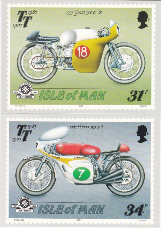 Isle of Man # 335-339, Tourist Trophy Motorcycle Races, Maxi Cards Mint Unused