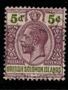 BRITISH SOLOMON IS. SG30 1914 5d DULL PURPLE & OLIVE-GREEN FINE USED