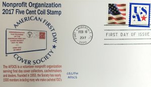 AFDCS 5172 Non Profit Organization 2017 Five Cent Coil Stamp AFDCS Logo