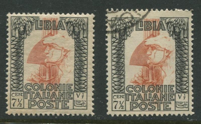 Libya - Scott 50 - Definitive Issue -1924 - MNH/ FU - 2 x 7.1/2c Stamps