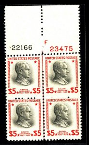 U.S. #834 MINT PL# BLOCK OF 4 OG NH
