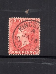 ST. VINCENT #1 1861 1 p QUEEN VICTORIA USED F-VF
