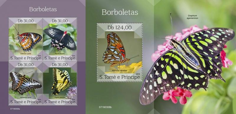 Z08 ST190308ab Sao Tome and Principe 2019 Butterflies MNH ** Postfrisch