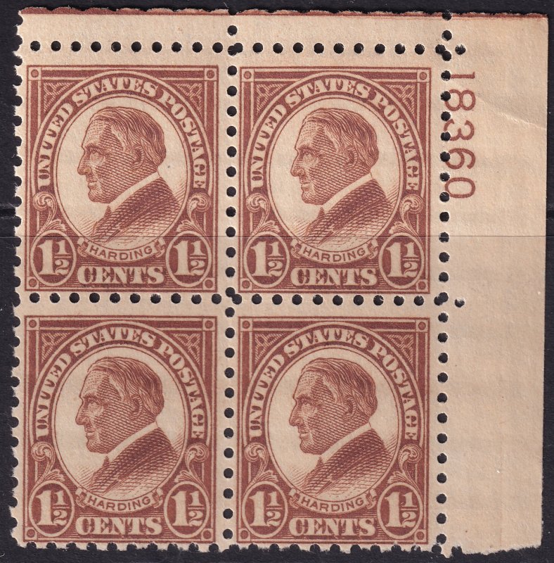 #582 Mint NH, Fine, Plate number block of 4 (CV $125) (CV $13 - ID42506) - Jo...