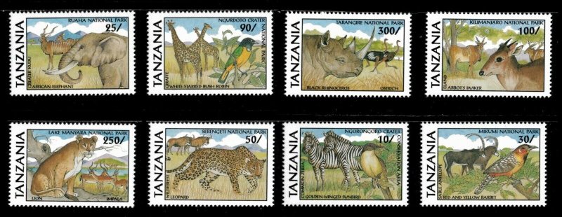 Tanzania 1991 - National Game Parks - Set of 8 stamps - Scott #717-24 - MNH