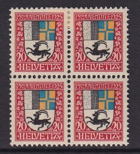 Switzerland   #B35  MH  1925  pro juventute  20c block of 4