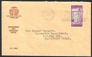 NEW ZEALAND GOVT LIFE DEPT 1961 3d Lighthouse on official cover............16233