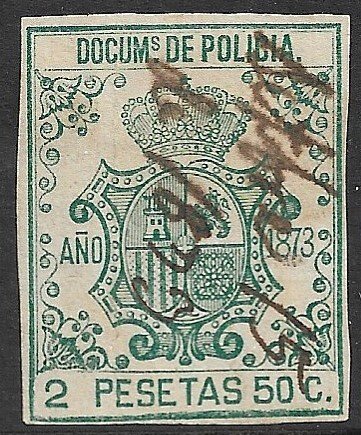 SPANISH COLONIES CUBA PHILIPPINES PUERTO RICO 1873 2p50c POLICE Revenue BP126VFU