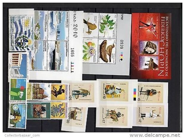 Uruguay MNH stamp collection complete year set 2010 to 2014  Catalog value $800
