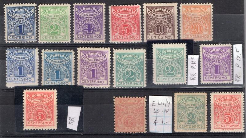 URUGUAY BOB PARCEL POST COMPLETE set  W/ RARITIES PERFORATION VARIETY MOSTLY MNH