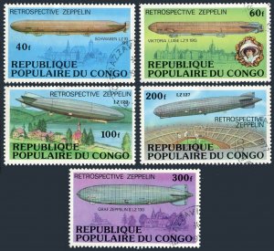 Congo PR 408-412, CTO. Michel 577-581. History of Zeppelin, 1977.