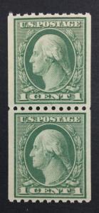 US #448 COIL PAIR MINT OG NH XF $115 LOT #5634