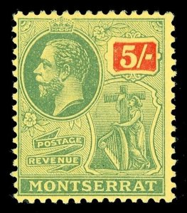 Montserrat 1916 KGV 5s green & red/yellow superb MNH. SG 59. Sc 53.