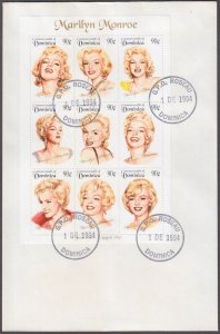 DOMINICA Sc# 1745a-i FDC of MARILYN MONROE SHEETLET of 9 DIFF