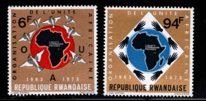 RWANDA Scott 532-533 MNH** Organization of African unity map stamp set