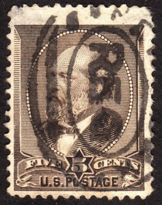 1882, US 5c, Garfield, Used, thin, Sc 205