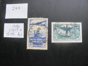 FRANCE 1936 USED SC C16-17 SET  XF $135  (244)