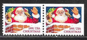 USA 2580-81: (29c) Santa in Chimney, SE UR corner, types I & II, M, VF