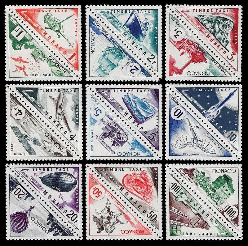 Monaco 1953-54 Sc J39-56 MNH vf Postage dues complete pairs